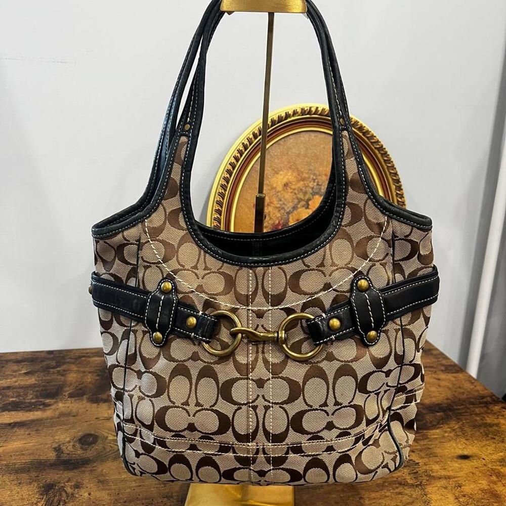 2007 Coach Signature Canvas Belted Ergo Hobo Bag - Women's, Well Loved, Scuffed